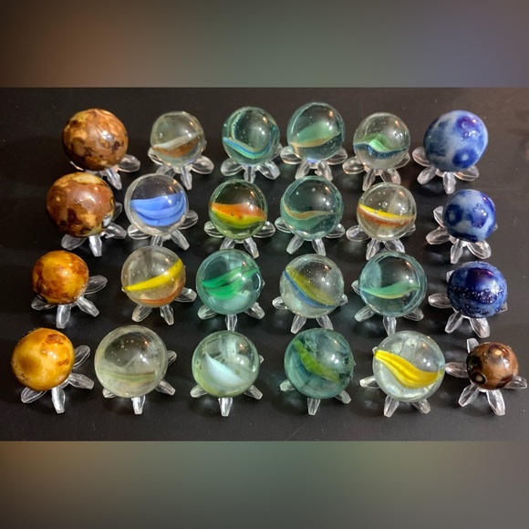 Bennington Marbles Other - Vintage Bennington & Cat's Eye Colorful Clay & Glass Marbles Multi-Color Marbles